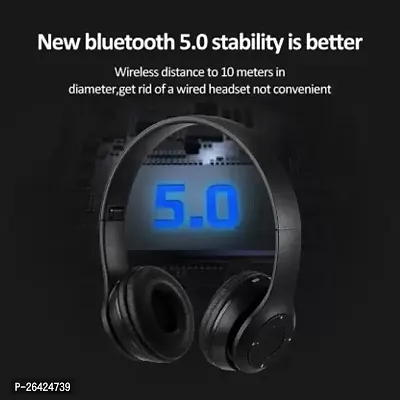 P47 Wireless Foldable Sports Headphones With Mic FMSD Card Slot Bluetooth Headset  (Black)-thumb5