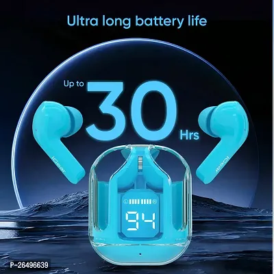 Crystal Wireless Earbuds, Transparent Charging Case and LED Digital Display, Bluetooth Earphones with ENC Noise Cancelling, Touch Control-thumb0