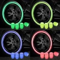 Sunlight Or Flash Light Recharge Tyre Wheel Valve Cap Flashing Lights Chargeble LED Flash Light Set for Car Bike Bicycle PACK OF 4 PCS-thumb2