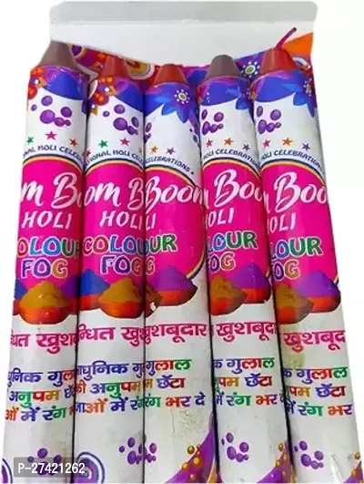 Puff Smart Premium Herbal Multicolor Boom Boom Holi Color Fog Holi Color Powder Pack of 5  (Pink, 200 g)