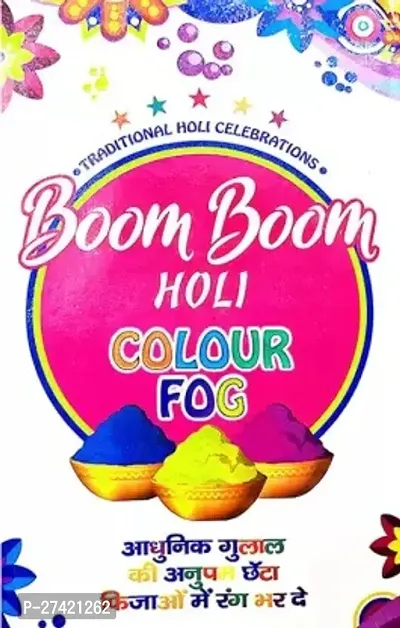 Puff Smart Premium Herbal Multicolor Boom Boom Holi Color Fog Holi Color Powder Pack of 5  (Pink, 200 g)-thumb4
