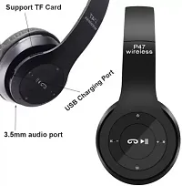 Wireless P47 Foldable Sports Headphones With Mic FMSD Card Slot Bluetooth Headset  (Black, On the Ear)-thumb3