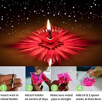 Plastic Set of 12 Floating Transparent Star Flower Shape Reflection Diya Decoration Use for Diwali Puja Set and Festival Decoration.12 Diya.-thumb2