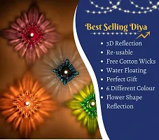 Plastic Set of 12 Floating Transparent Star Flower Shape Reflection Diya Decoration Use for Diwali Puja Set and Festival Decoration.12 Diya.-thumb3