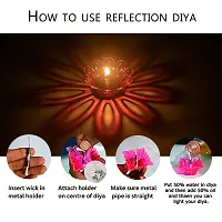 Plastic Set of 12 Floating Transparent Star Flower Shape Reflection Diya Decoration Use for Diwali Puja Set and Festival Decoration.12 Diya.-thumb2