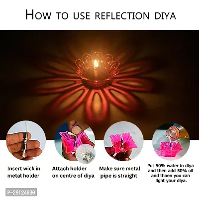 Plastic Set of 12 Floating Transparent Star Flower Shape Reflection Diya Decoration Use for Diwali Puja Set and Festival Decoration.12 Diya.-thumb3