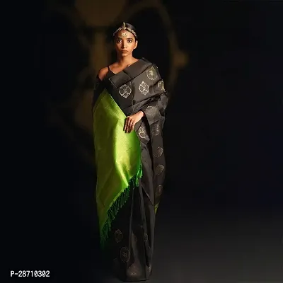 Banarasi Soft Silk Saree with Contrast Running with Exclusive Jacquard Border Blouse.-thumb3