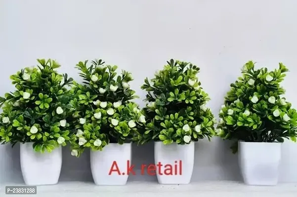 Artificial Plants With White Bottom Flowers Pack Of 4 (20 Cm)-thumb0
