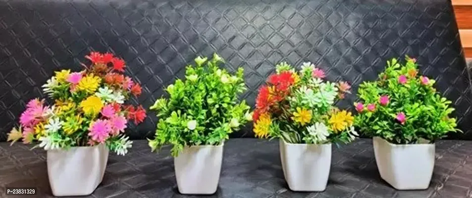 Artificial Natural Beauty Coloursfully Plants Pack Of 4, (15 Cm)