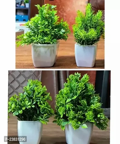 Artificial Natural Beauty Green Grass Plants Pack Of 4, (15 Cm)-thumb0