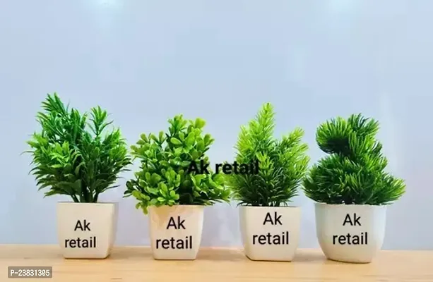 Artificial Green Fully Decorative Authentic Followers Plants Pack Of 4, (15 Cm)