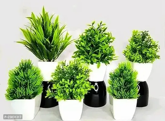 Artificial Natural Beauty Green Grass Plants Pack Of 6 (15 Cm)