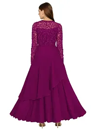 Stylish Georgette Embroidered Maxi Length Dress For Women-thumb1