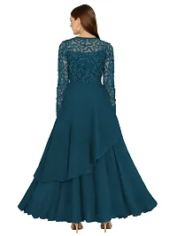 Stylish  Georgette Embroidered Maxi Length Dress For Women-thumb1