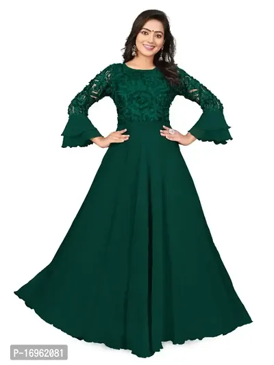 green Georgette gown