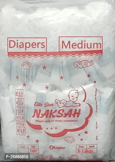 Naksah Active Baby Tape/Velcro Style Baby Diapers, Medium Size, 38 Count, Adjustable Fit with 5 star skin protection, Up to 6-11 kg Diapers