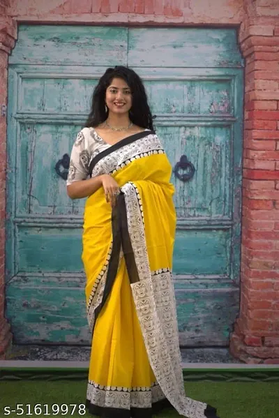 On Trend Cotton Mulmul Printed Sarees With Blouse Piece