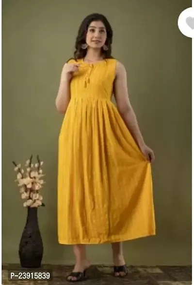 Attractive Yellow Printed Rayon Anarkali Kurta For Women