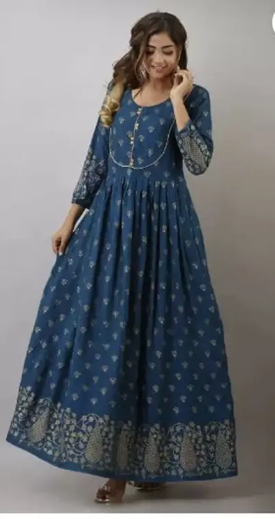 Attractive Printed Rayon Anarkali Kurta