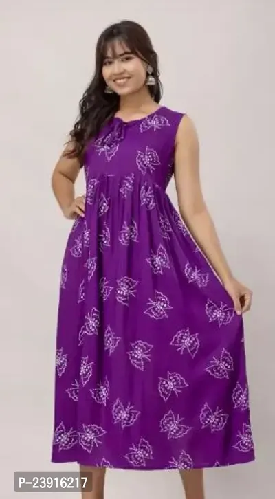 Attractive Purple Printed Rayon Anarkali Kurta For Women-thumb0