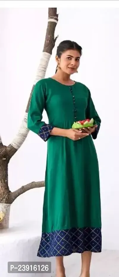 Attractive Green Printed Rayon Anarkali Kurta For Women