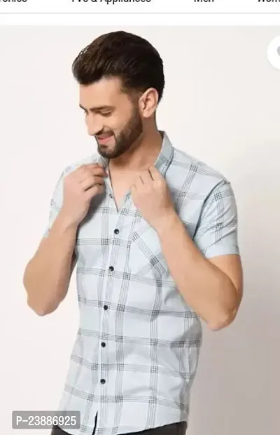 Reliable White Cotton Checked Short Sleeves Casual Shirts For Men-thumb0