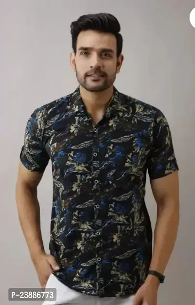 Reliable Black Cotton Printed Short Sleeves Casual Shirts For Men