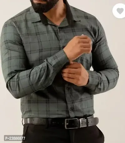 Reliable Green Cotton Checked Long Sleeves Casual Shirts For Men-thumb0