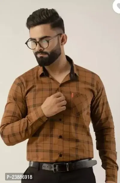 Reliable Brown Cotton Checked Long Sleeves Casual Shirts For Men-thumb0