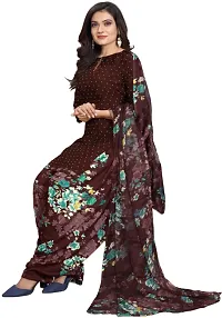 Yellow  Brown Crepe Printed Dress Material with Dupatta For Women (Combo pack of 2)-thumb2