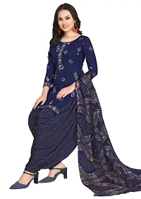 Pink  Navy Blue Crepe Printed Dress Material with Dupatta For Women (Combo pack of 2)-thumb2