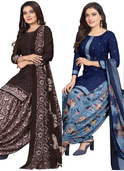 Stylish Crepe Digital Printed Unstitched Suits - pack of 2