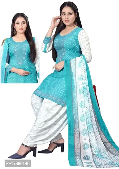 Elegant Multicoloured Crepe Digital Printed Dress Material with Dupatta For Women-thumb3