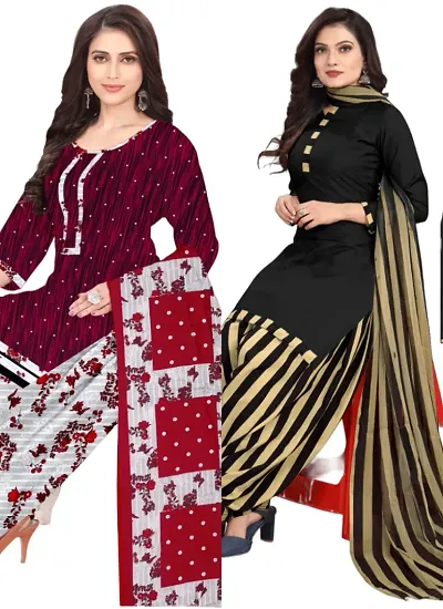 Crepe Dress Material with Dupatta For Women (Combo pack of 2)