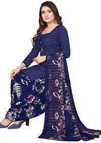 Beige  Navy Blue Crepe Printed Dress Material with Dupatta For Women (Combo pack of 2)-thumb2