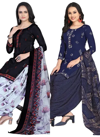 Stylish Crepe Digital Printed Unstitched Suits - pack of 2