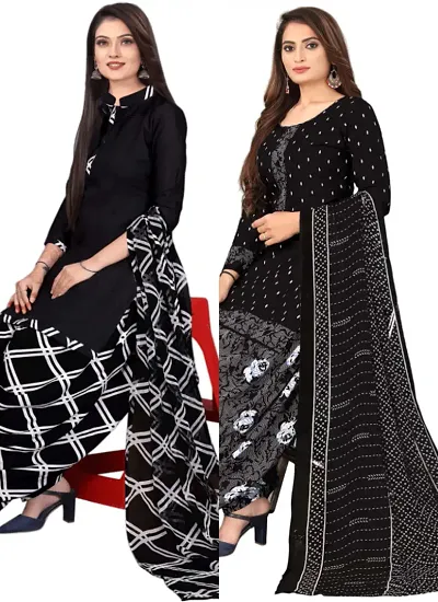 Stylish Crepe Digital Printed Unstitched Suits - pack of 2