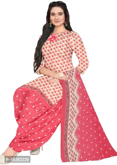 Grey  Pink Crepe Printed Dress Material with Dupatta For Women (Combo pack of 2)-thumb3