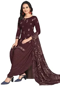 Green  Wine Crepe Printed Dress Material with Dupatta For Women (Combo pack of 2)-thumb2