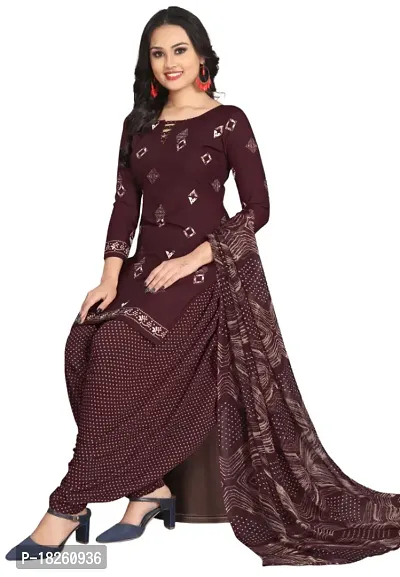 Green  Wine Crepe Printed Dress Material with Dupatta For Women (Combo pack of 2)-thumb3