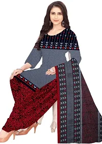 Grey  Yellow Crepe Printed Dress Material with Dupatta For Women (Combo pack of 2)-thumb1