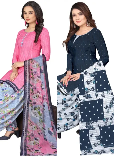 Crepe Dress Material with Dupatta For Women (Combo pack of 2)