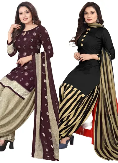 Crepe Dress Material with Dupatta For Women (Combo pack of 2)