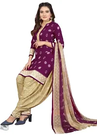 Purple  Beige Crepe Printed Dress Material with Dupatta For Women (Combo pack of 2)-thumb1