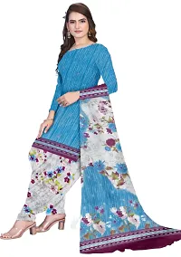 Navy Blue  Blue Crepe Printed Dress Material with Dupatta For Women (Combo pack of 2)-thumb2