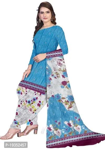 Navy Blue  Blue Crepe Printed Dress Material with Dupatta For Women (Combo pack of 2)-thumb3