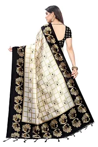 Stylish Art Silk Black Printed Kanjeevaram Saree with Blouse piece-thumb1