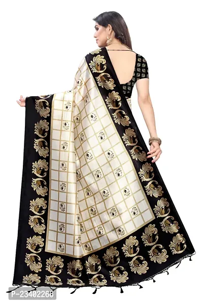 Stylish Art Silk Black Printed Kanjeevaram Saree with Blouse piece-thumb2