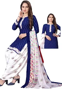 Navy Blue  Blue Crepe Printed Dress Material with Dupatta For Women (Combo pack of 2)-thumb1