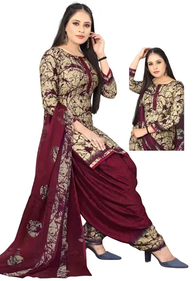 Elegant Crepe Dress Material with Dupatta For Women